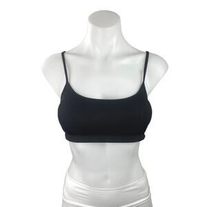 Weekday Ophelia Black Soft Ribbed Knit Spaghetti Strap Scoop Neck Bra Size L